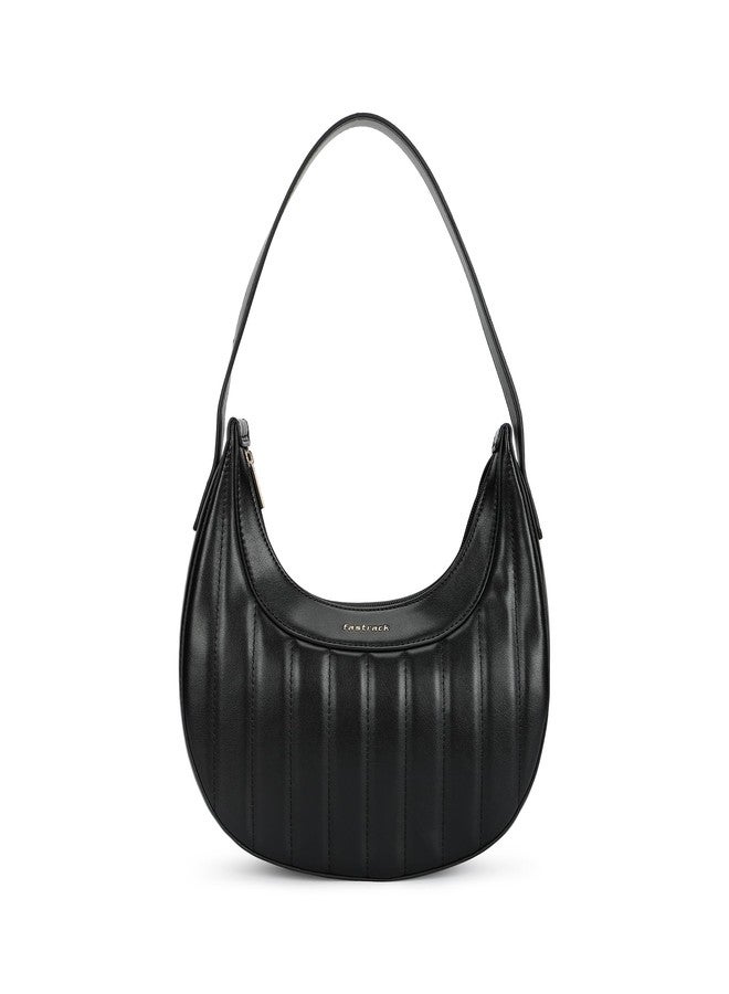 Fastrack Quilted Shoulder Bag for Women | Faux Leather Handbag with Zip Closure, Dual Handles and Gold Hardware | Compact Structured Bag for College, Cafés and Everyday Outings - Image 1